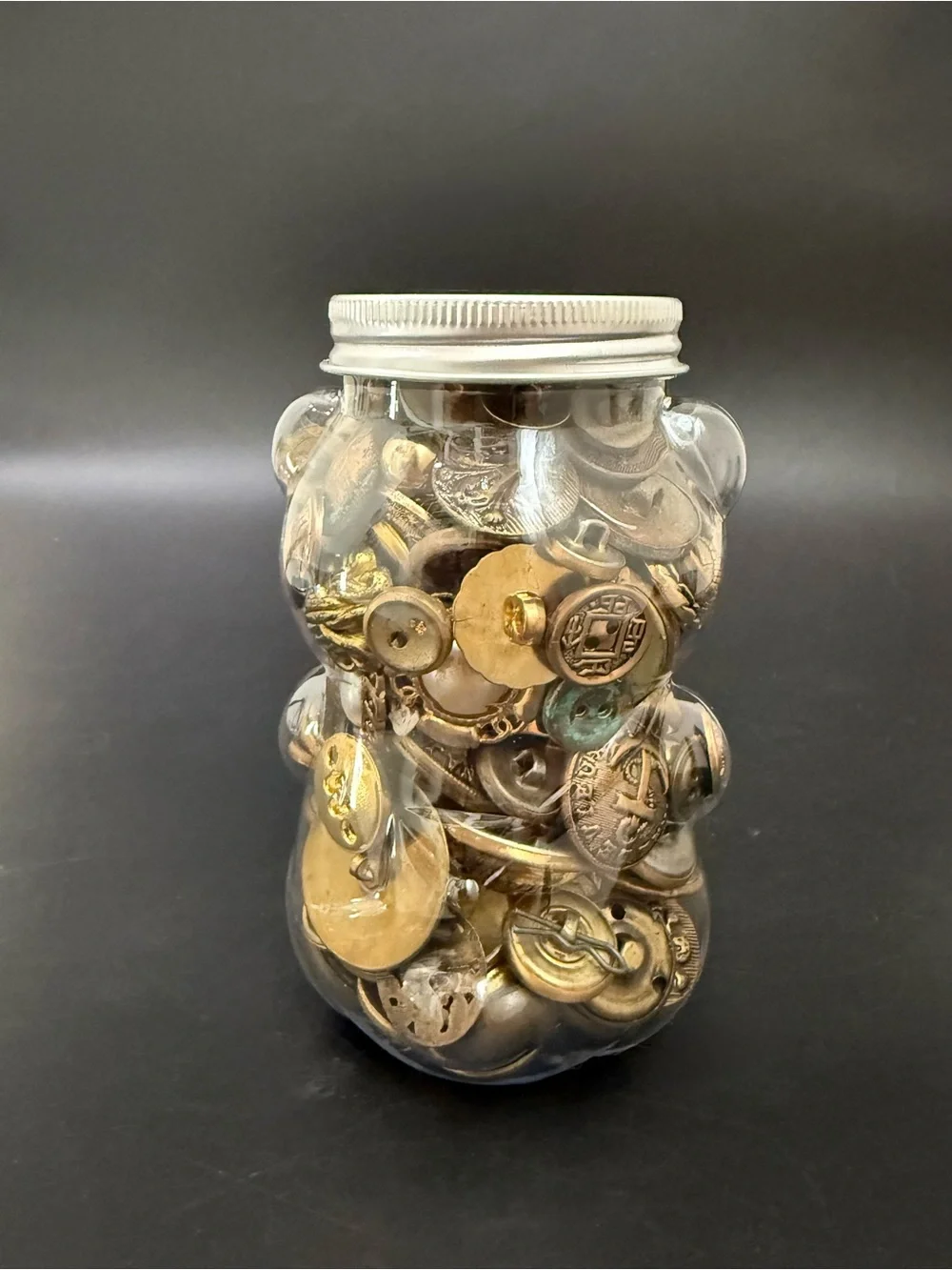 Vintage Mixed Assortment of Sewing Buttons Antique Gold-tone Metal Military